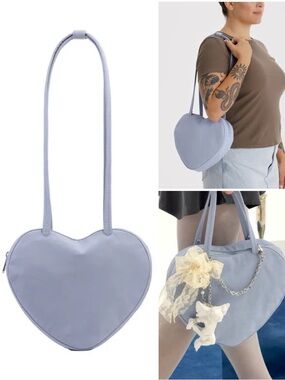 BAGGU Nylon Heart Bag in Mist Pastel Blue NWT NEW WITH TAGS RARE HTF